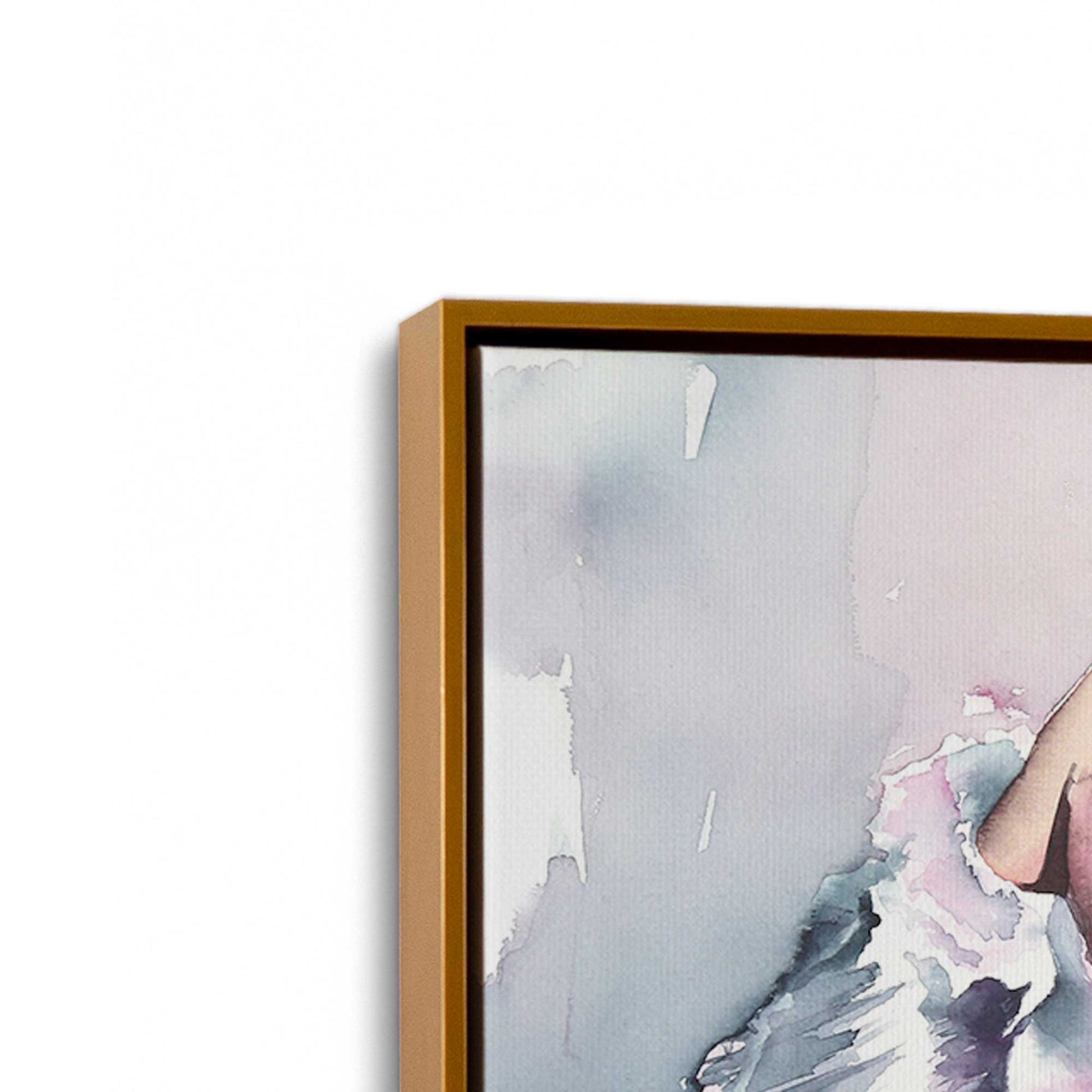 [Color:Polished Gold], Picture of art in a Polished Gold frame at an angle