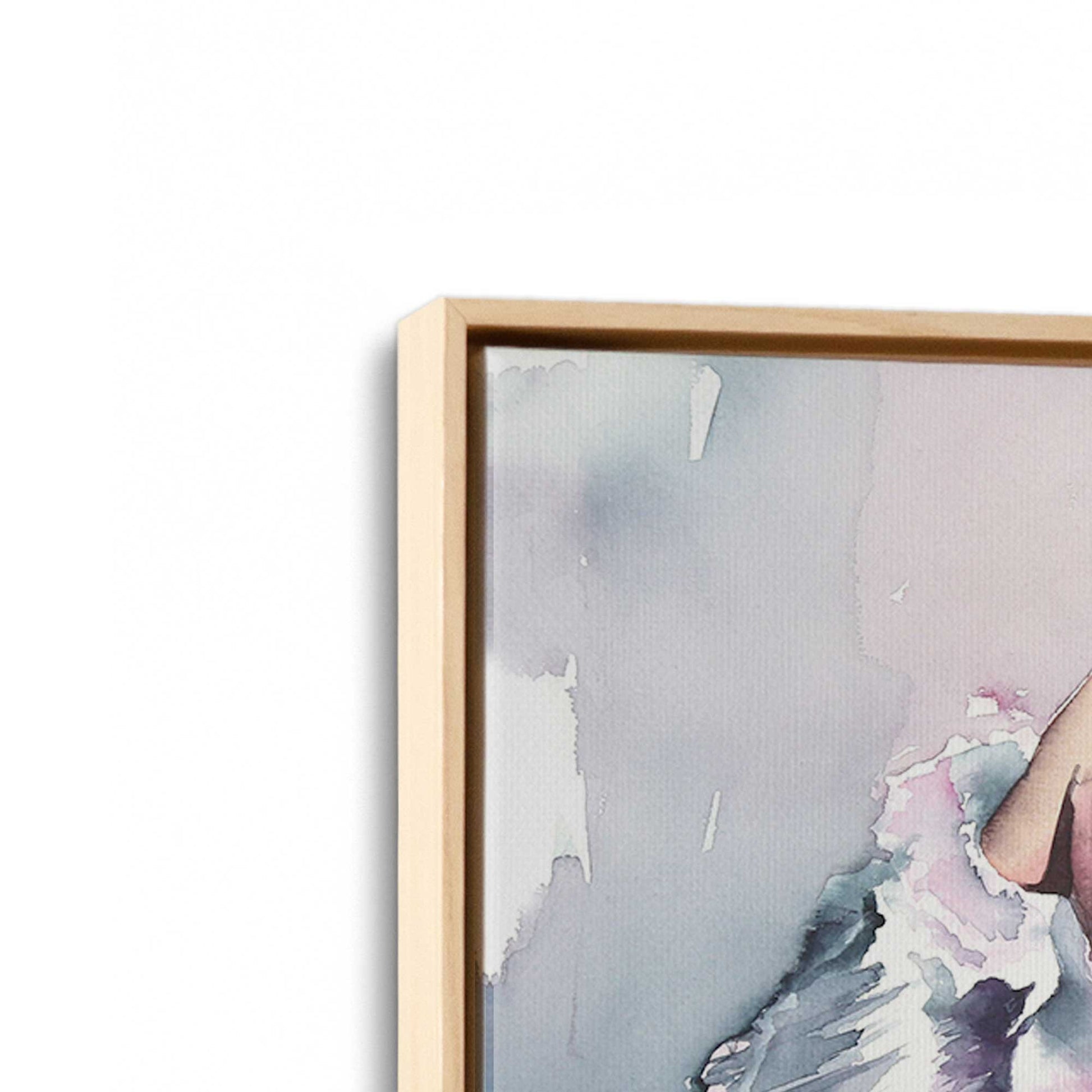 [Color:American Maple], Picture of art in a American Maple frame at an angle