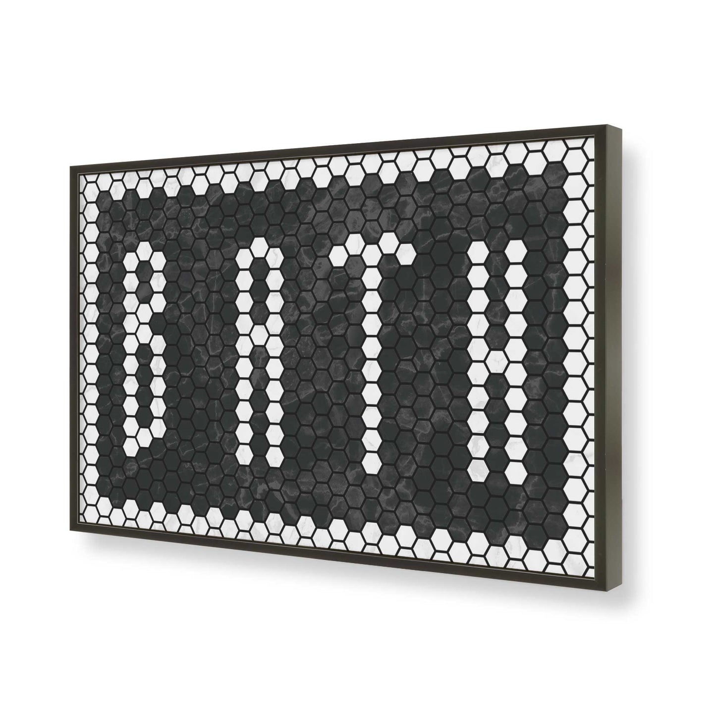 [Color:Satin Black], Picture of art in a Satin Black frame of the corner