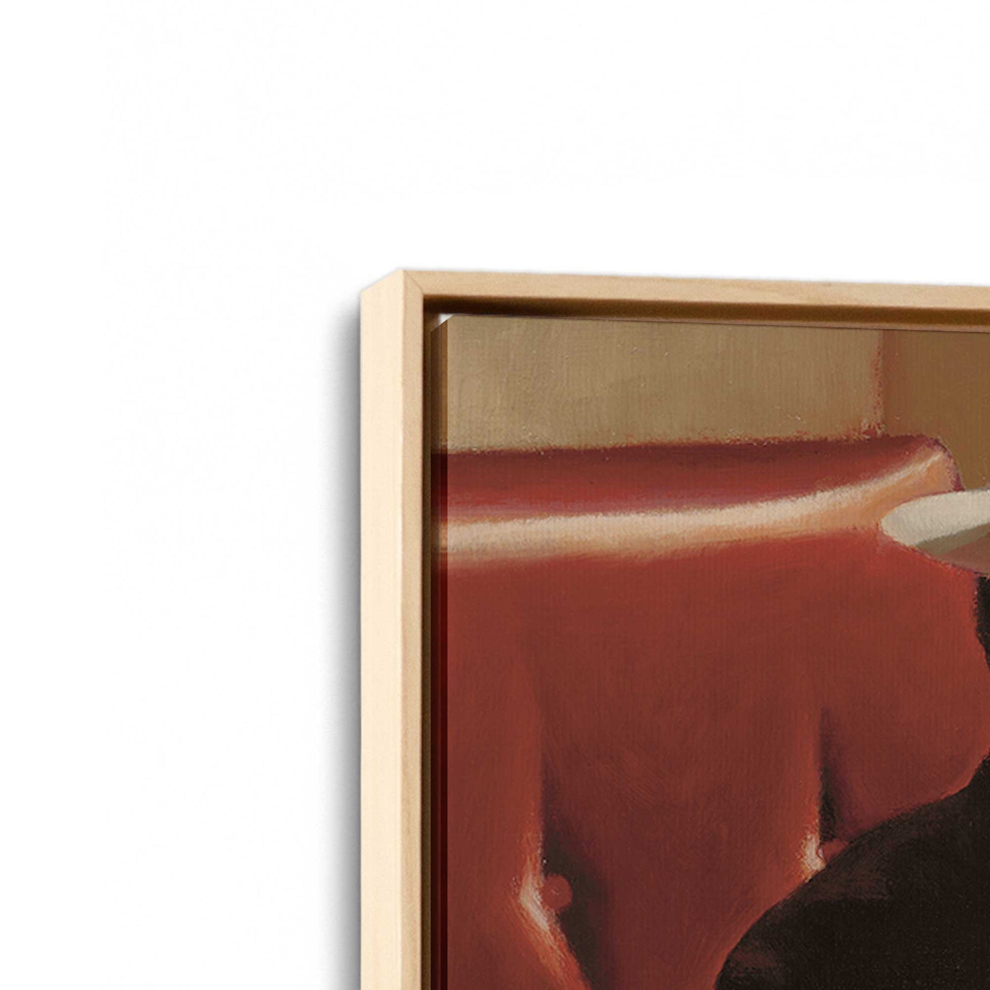 [Color:American Maple], Picture of art in a American Maple frame at an angle