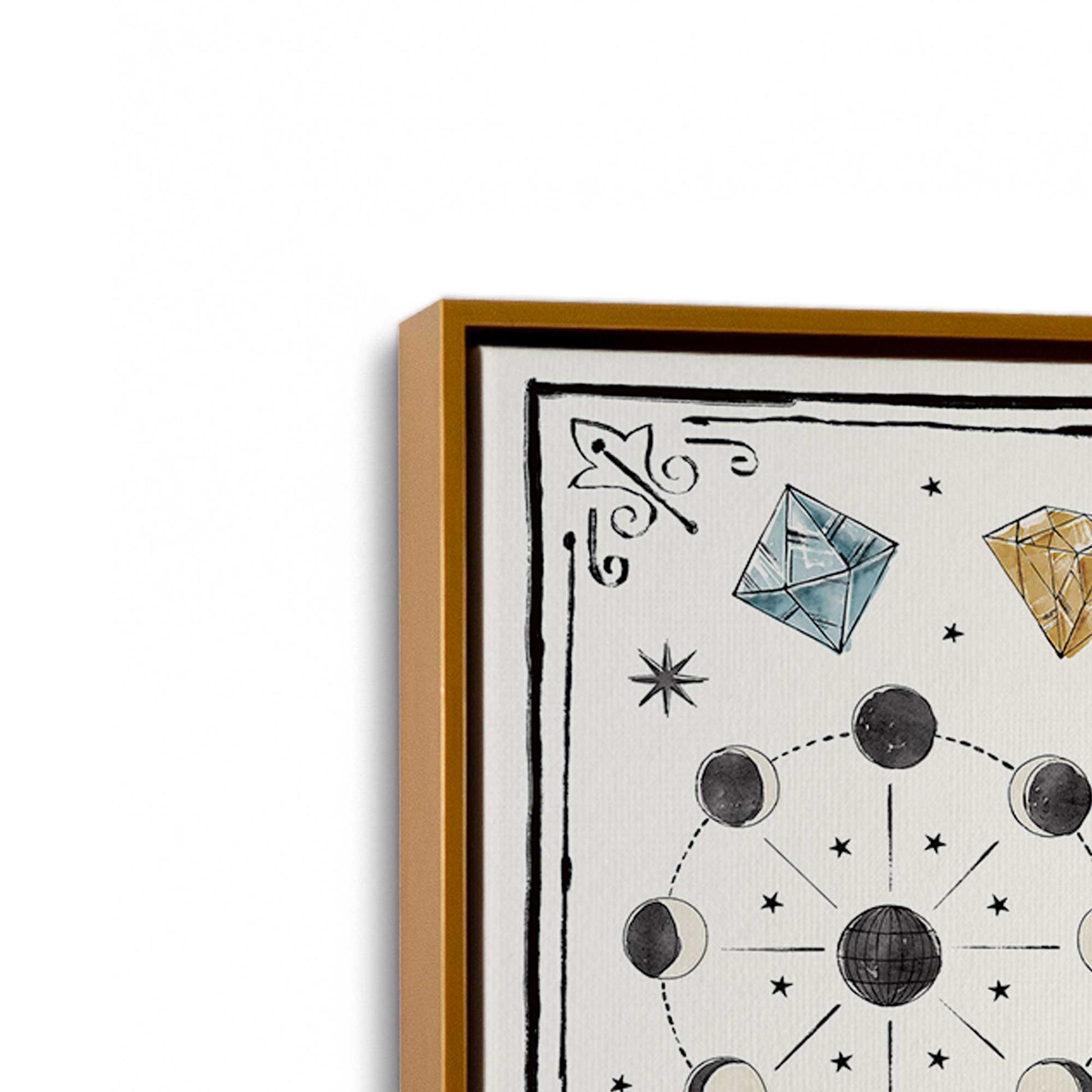 [Color:Polished Gold], Picture of art in a Polished Gold frame at an angle