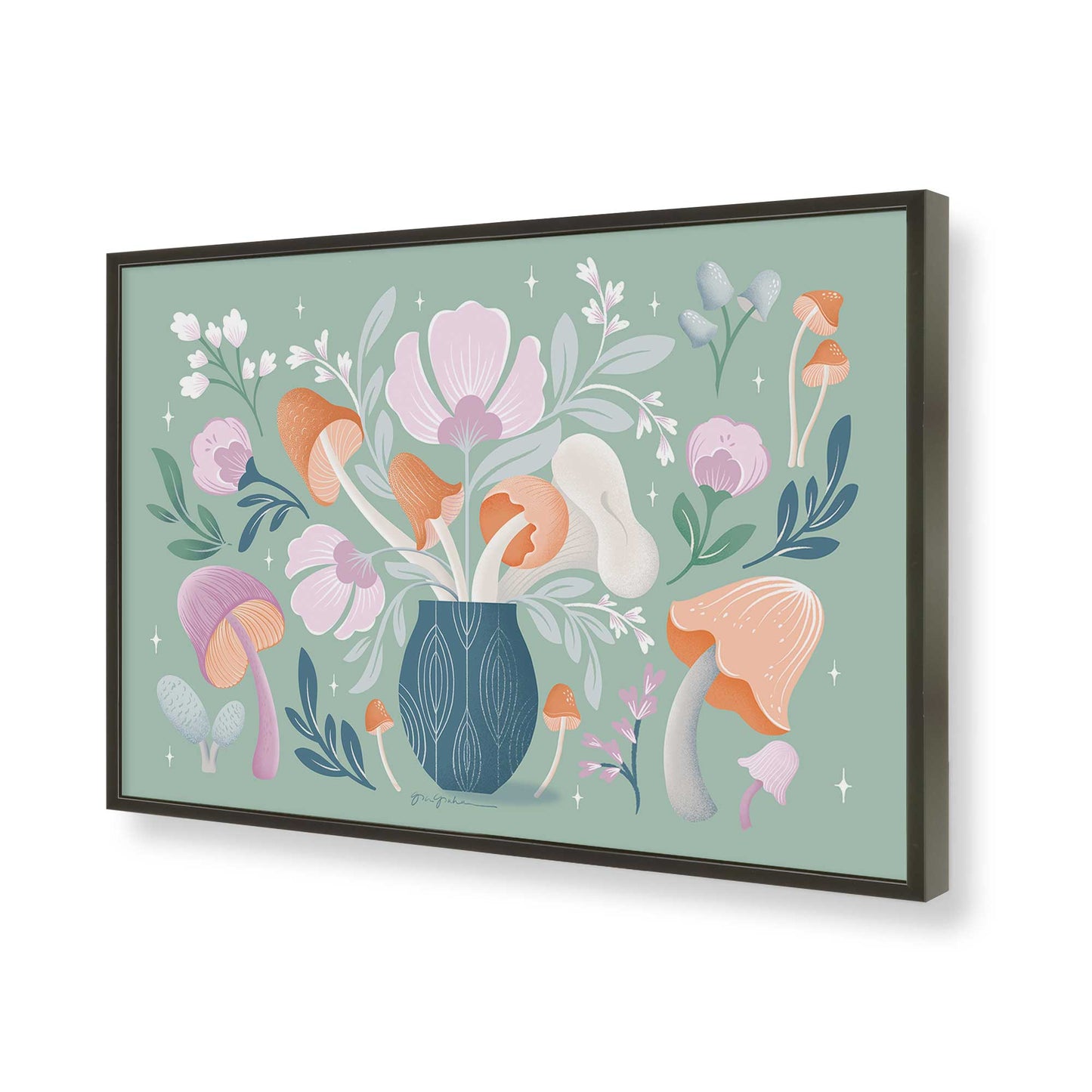 [Color:Satin Black], Picture of art in a Satin Black frame of the corner