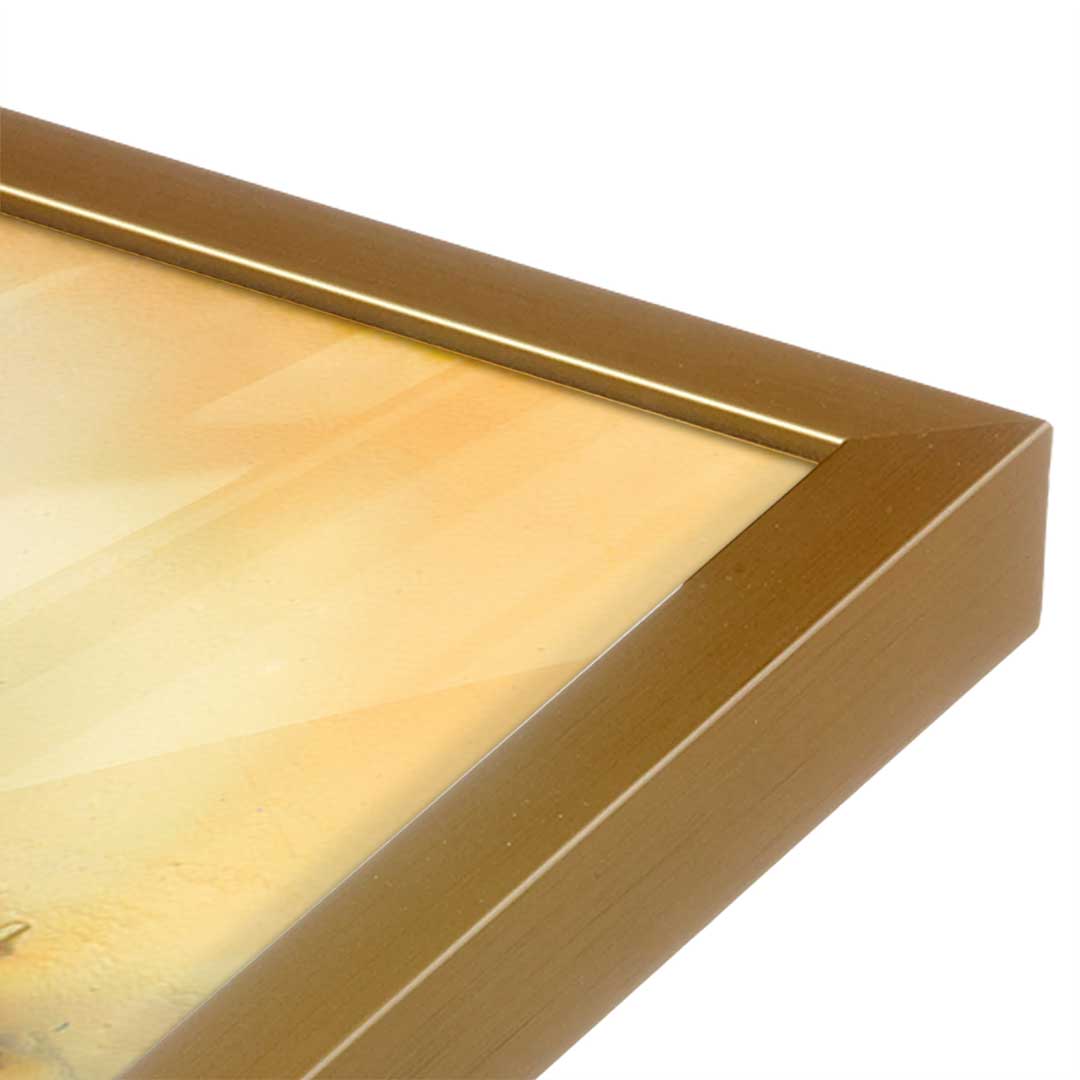 [Color:Polished Gold], Picture of art in a Polished Gold frame at an angle