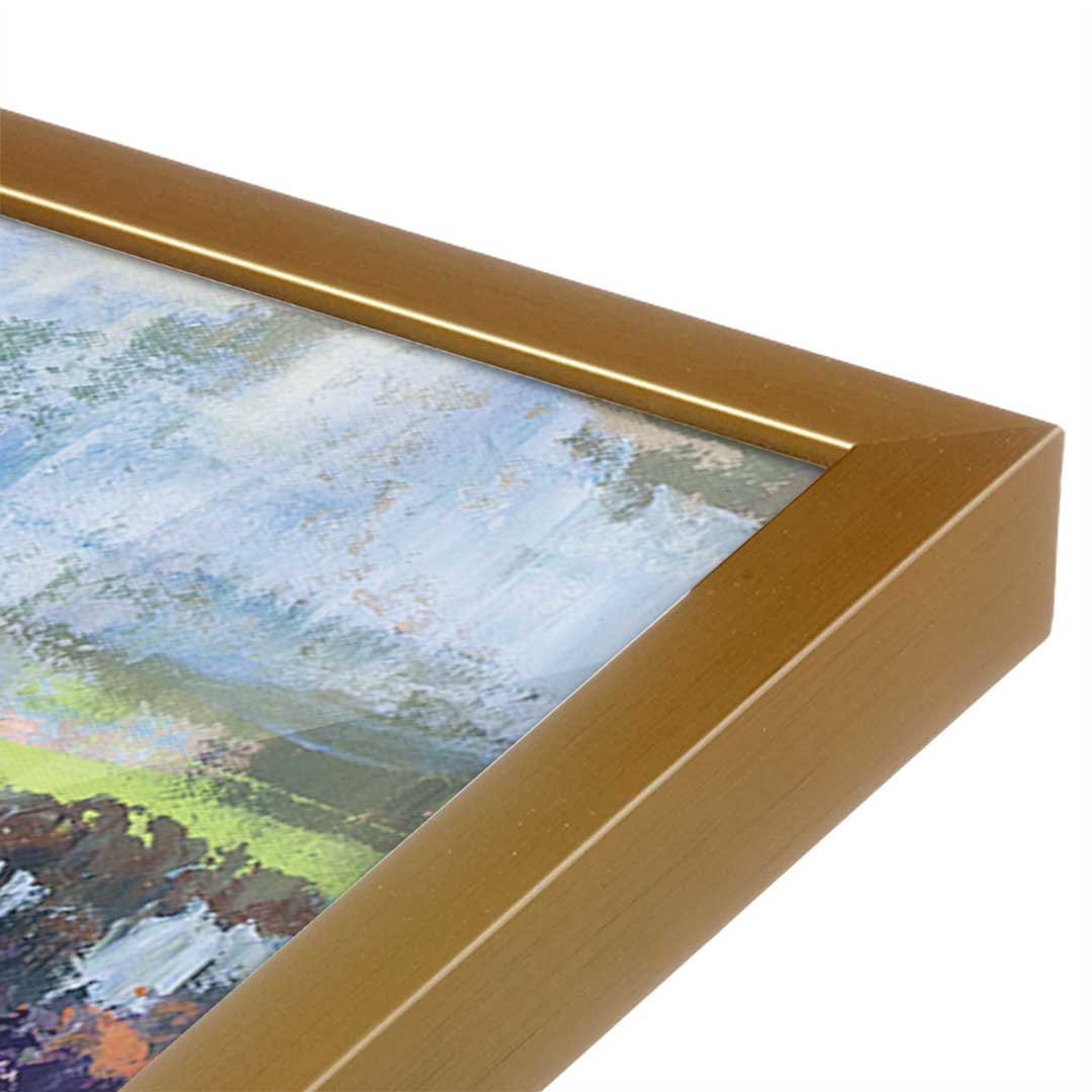 [Color:Polished Gold], Picture of art in a Polished Gold frame at an angle