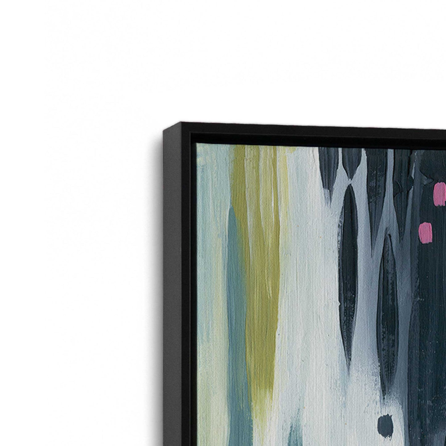 [Color:Satin Black], Picture of art in a Satin Black frame at an angle