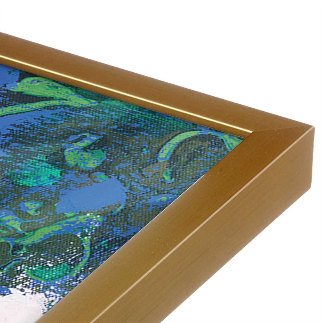 [Color:Polished Gold], Picture of art in a Polished Gold frame at an angle