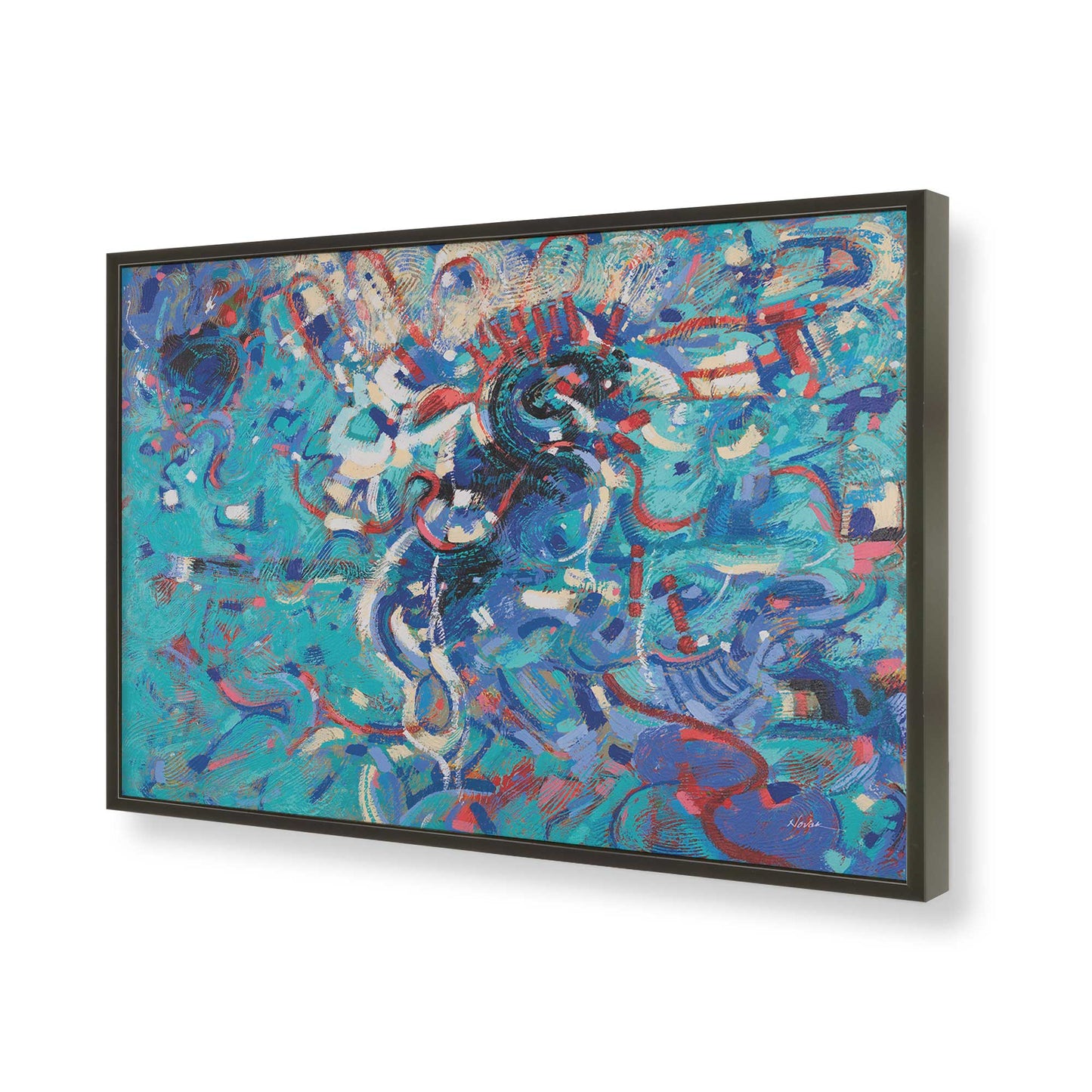 [Color:Satin Black], Picture of art in a Satin Black frame of the corner