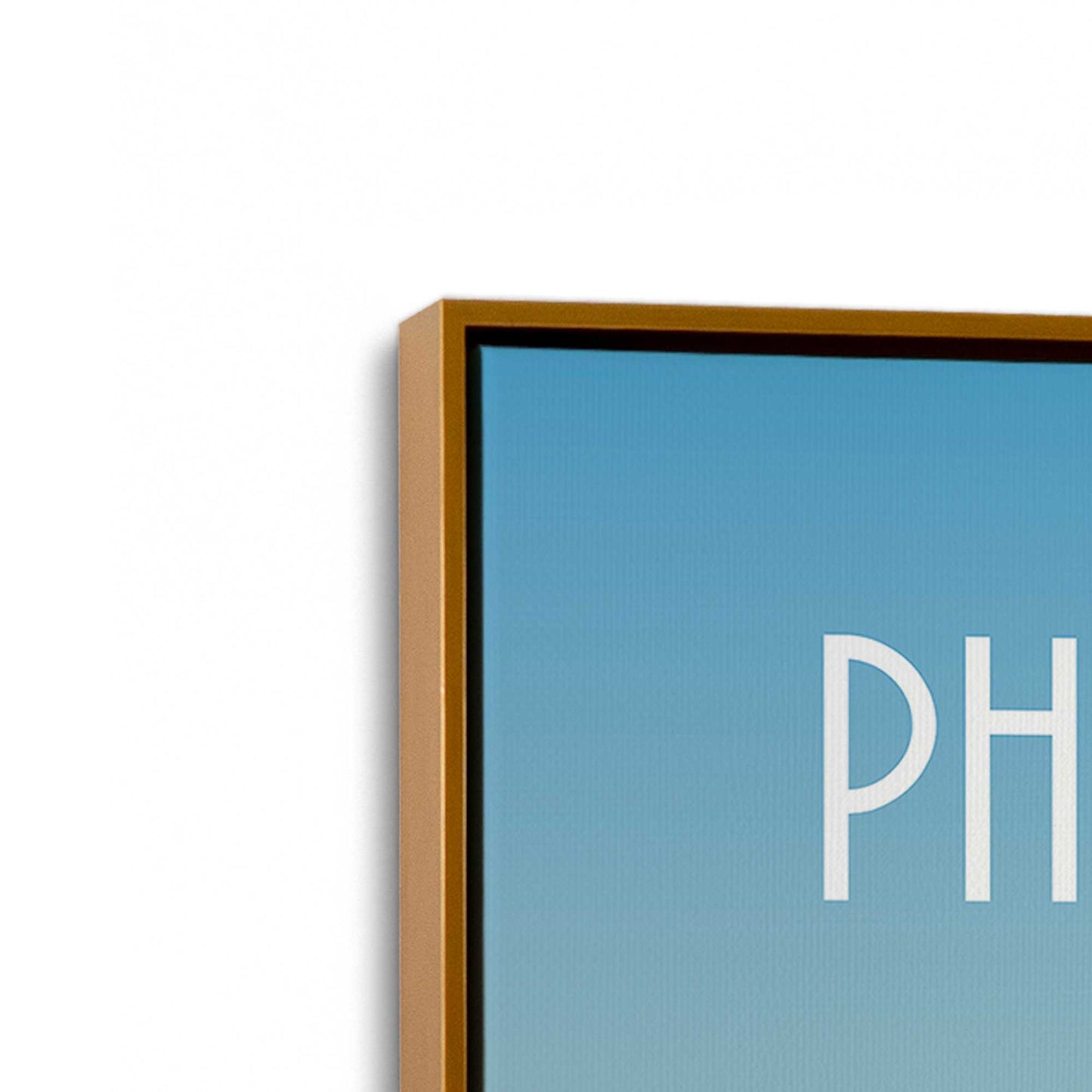 [Color:Polished Gold], Picture of art in a Polished Gold frame at an angle