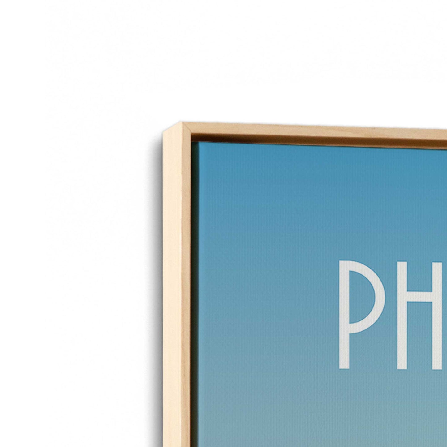 [Color:American Maple], Picture of art in a American Maple frame at an angle