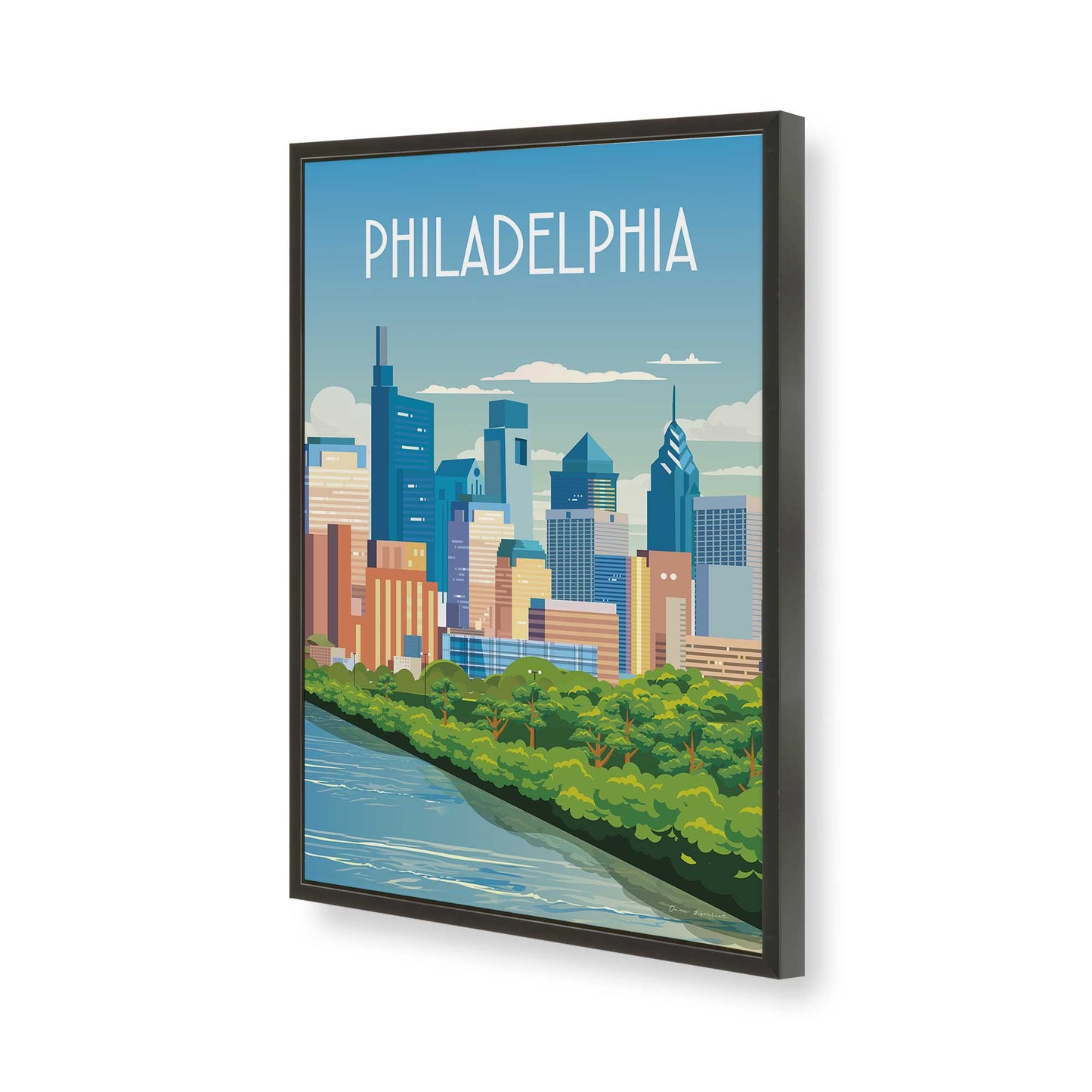 [Color:Satin Black], Picture of art in a Satin Black frame of the corner