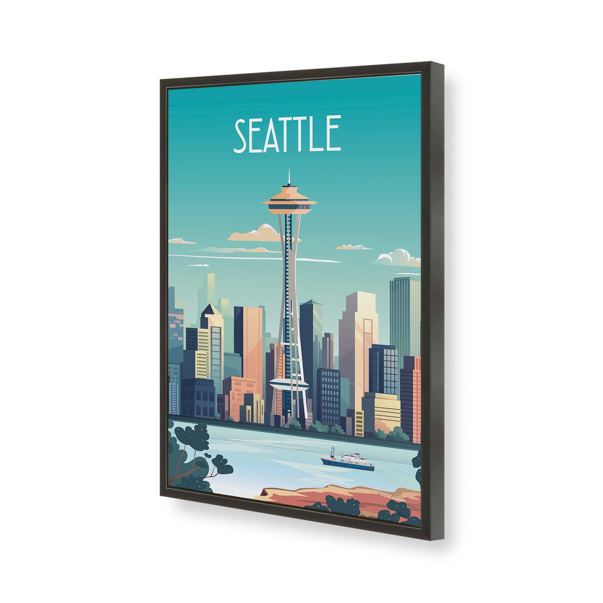 [Color:Satin Black], Picture of art in a Satin Black frame of the corner