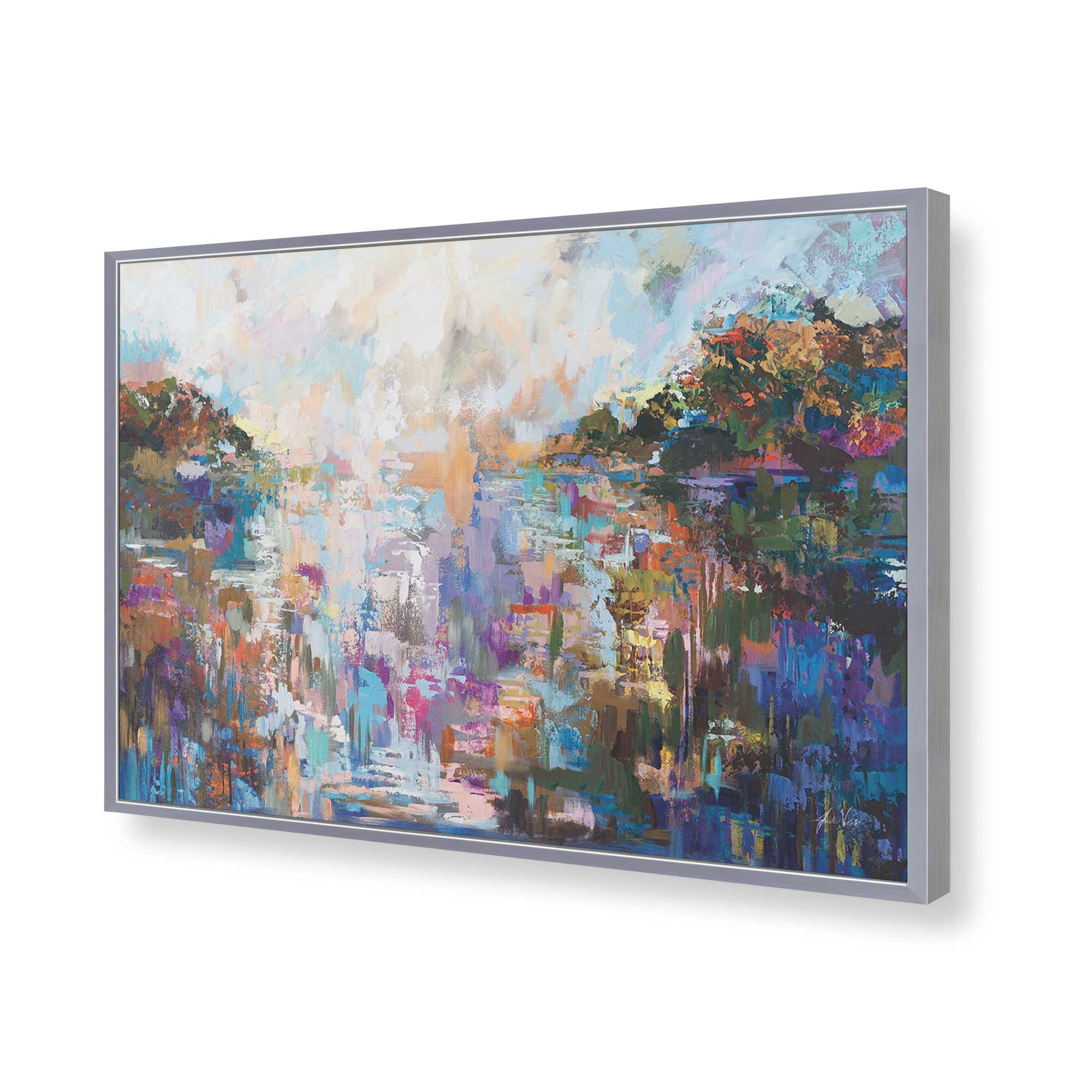 [Color:Polished Chrome], Picture of art in a Polished Chrome frame of the corner