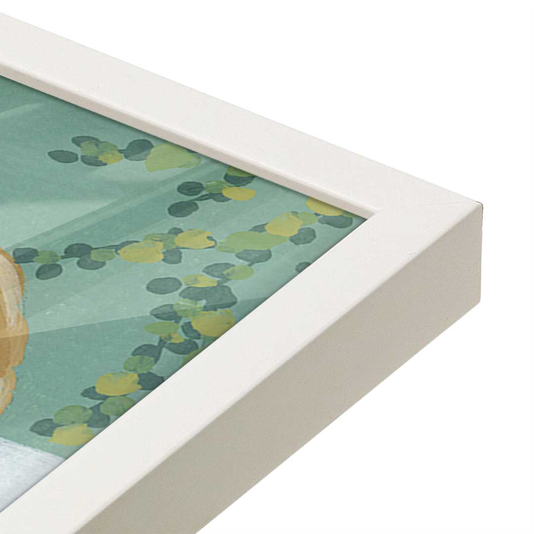 [Color:Opaque White], Picture of art in a Opaque White frame at an angle