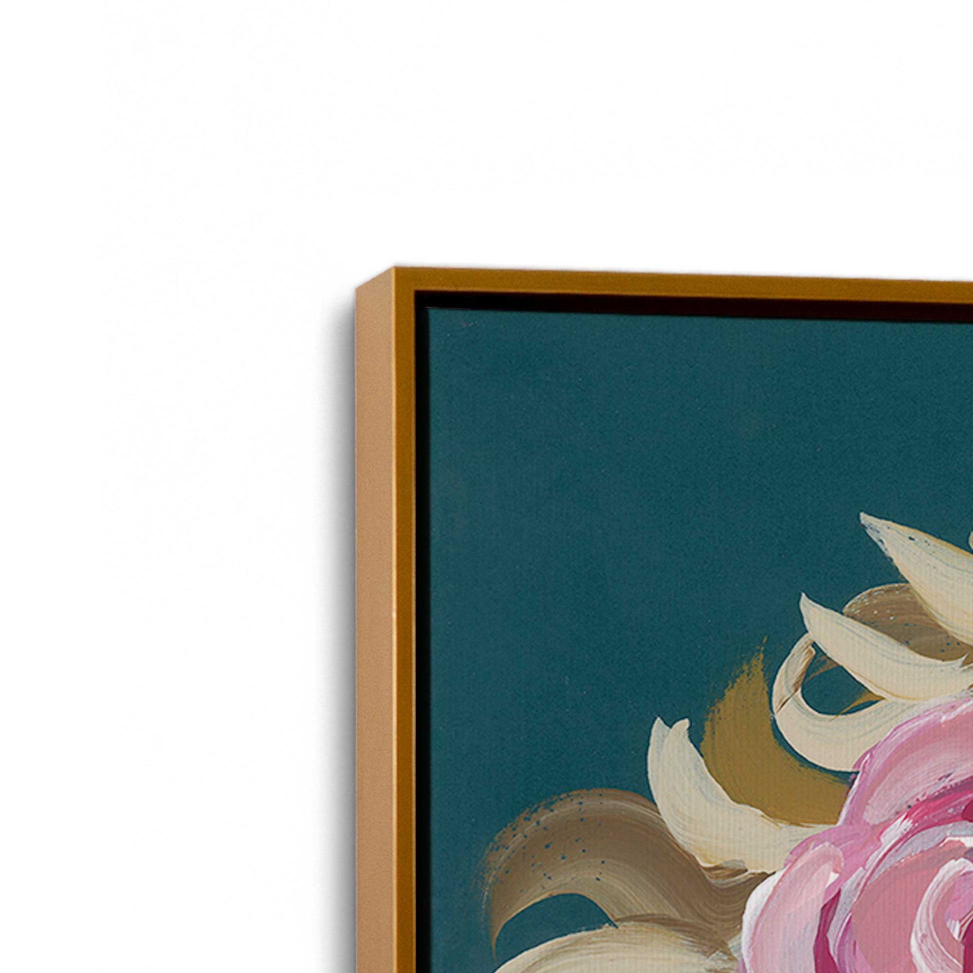 [Color:Polished Gold], Picture of art in a Polished Gold frame at an angle