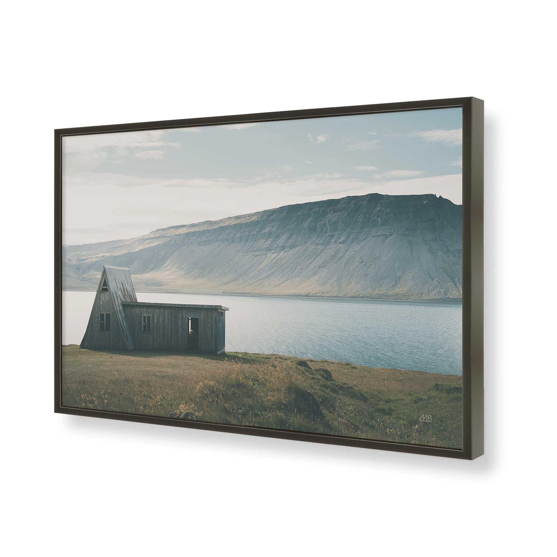 [Color:Satin Black], Picture of art in a Satin Black frame of the corner
