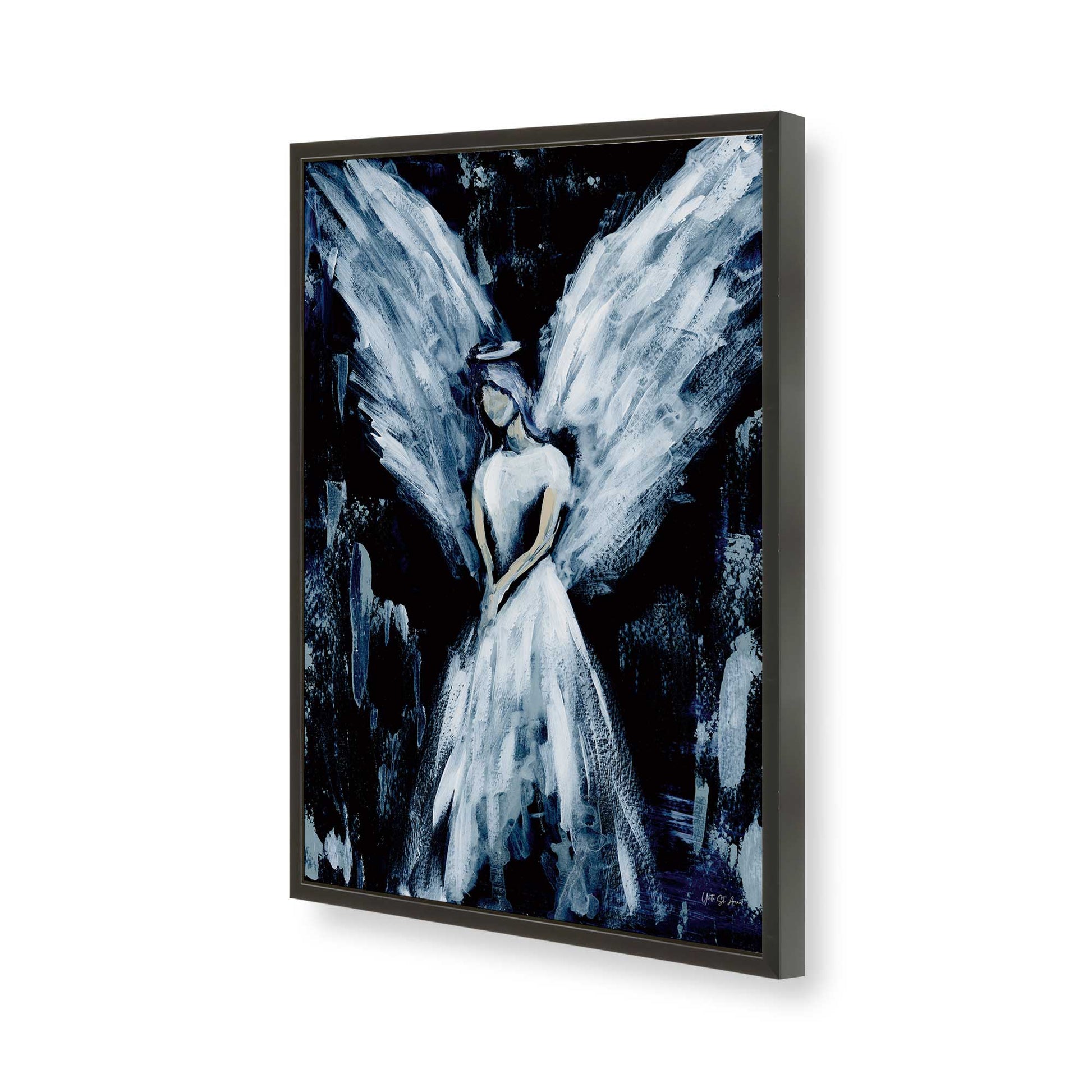[Color:Satin Black], Picture of art in a Satin Black frame of the corner