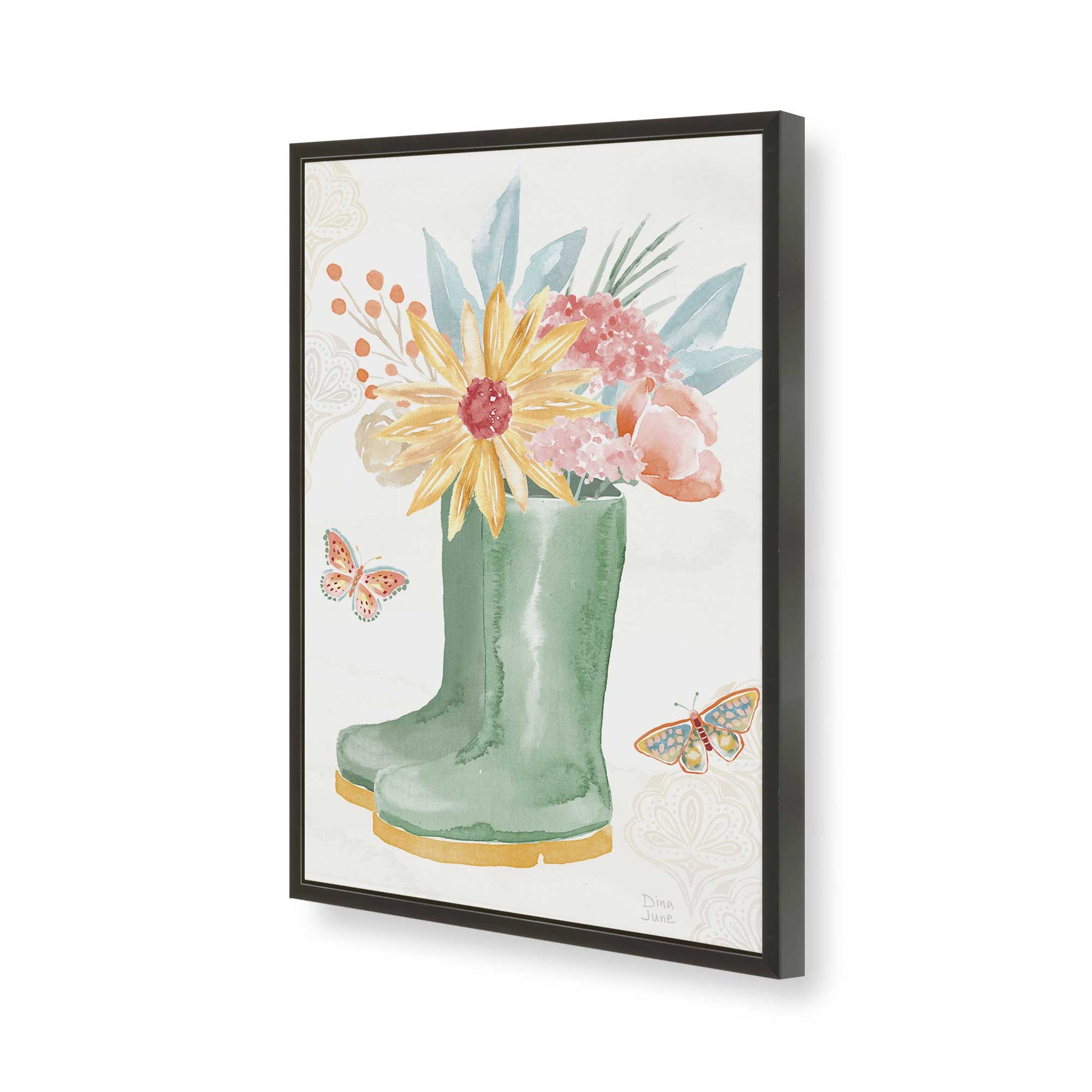 [Color:Satin Black], Picture of art in a Satin Black frame of the corner