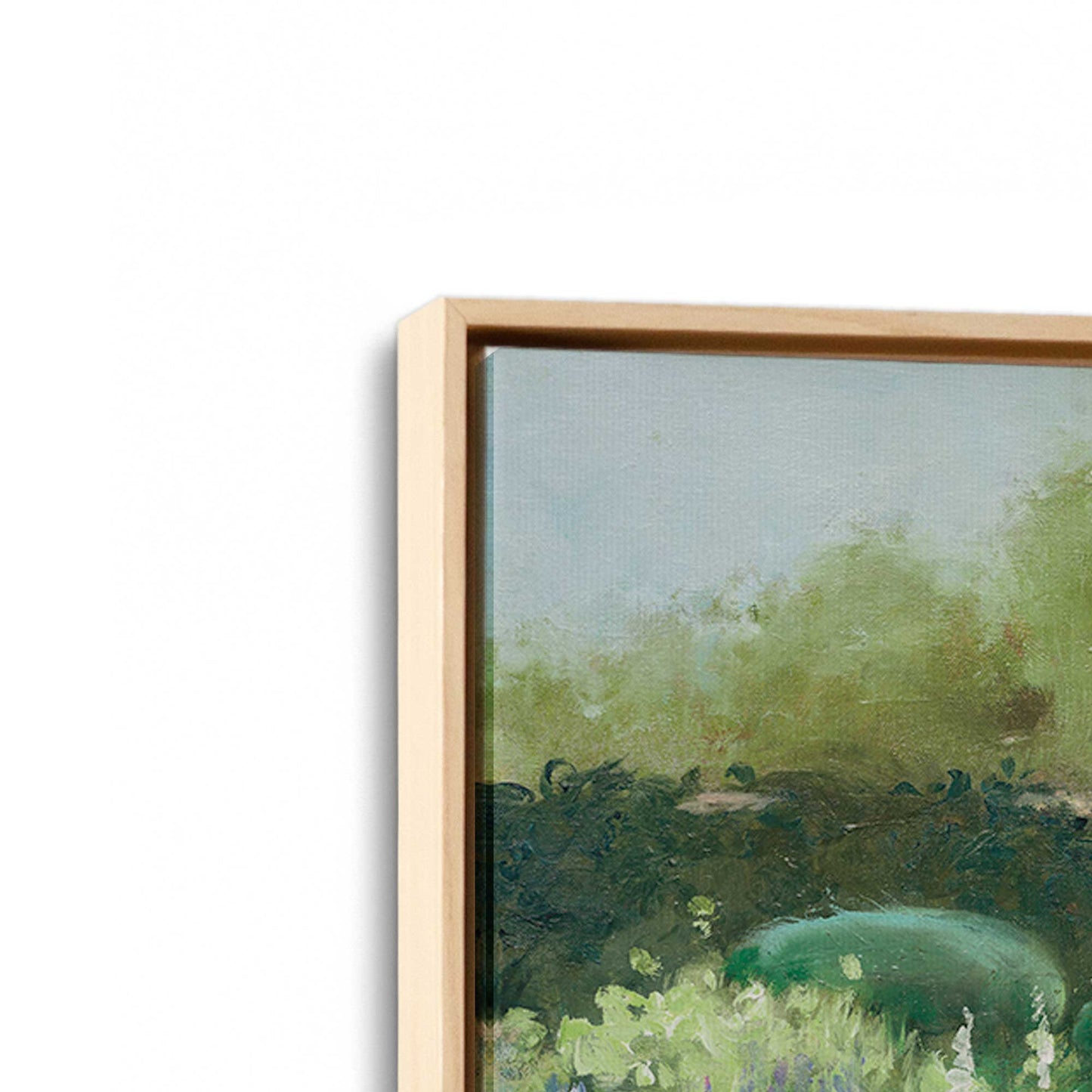 [Color:American Maple], Picture of art in a American Maple frame at an angle