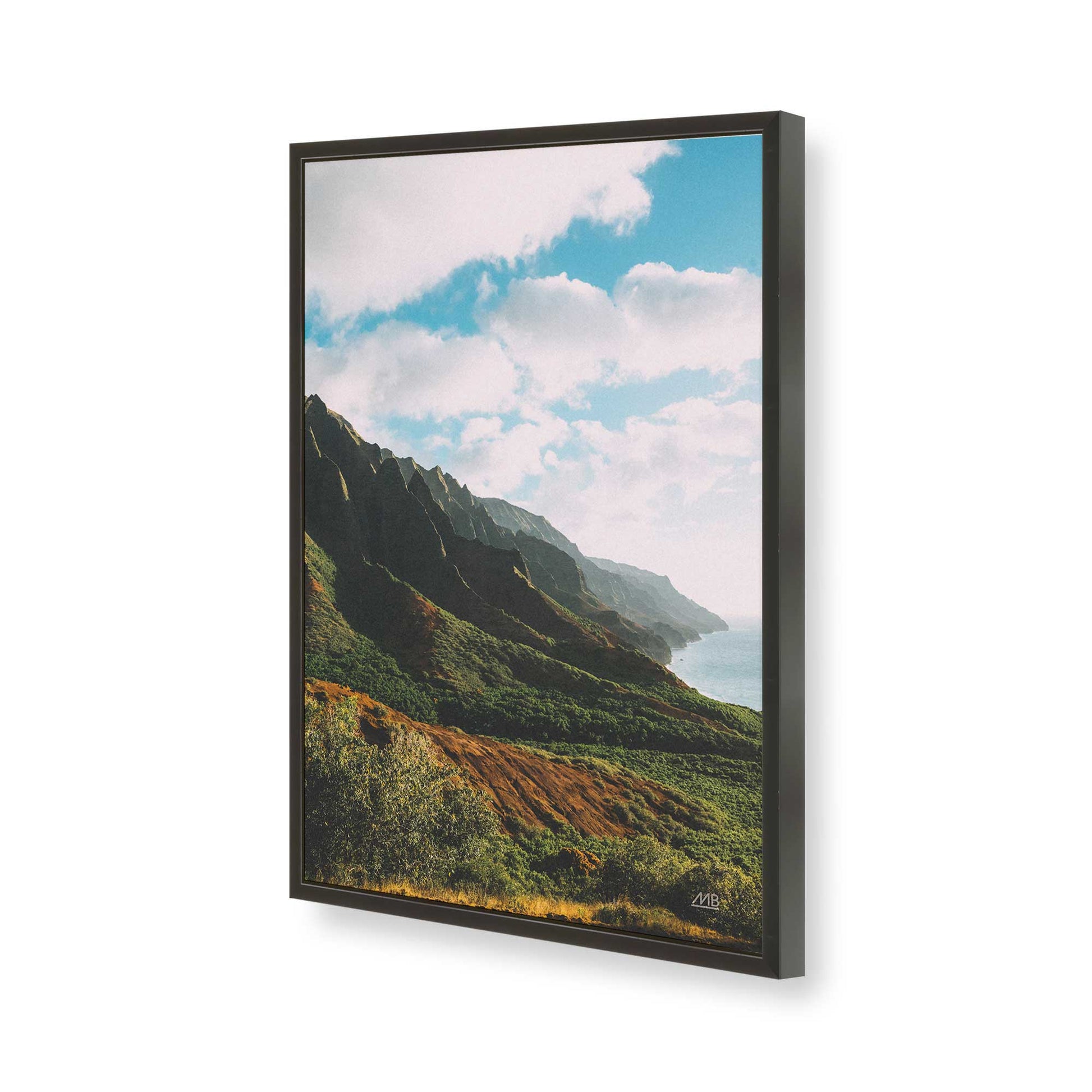 [Color:Satin Black], Picture of art in a Satin Black frame of the corner