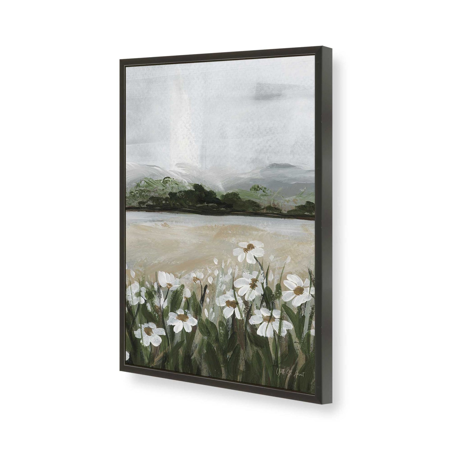[Color:Satin Black], Picture of art in a Satin Black frame of the corner