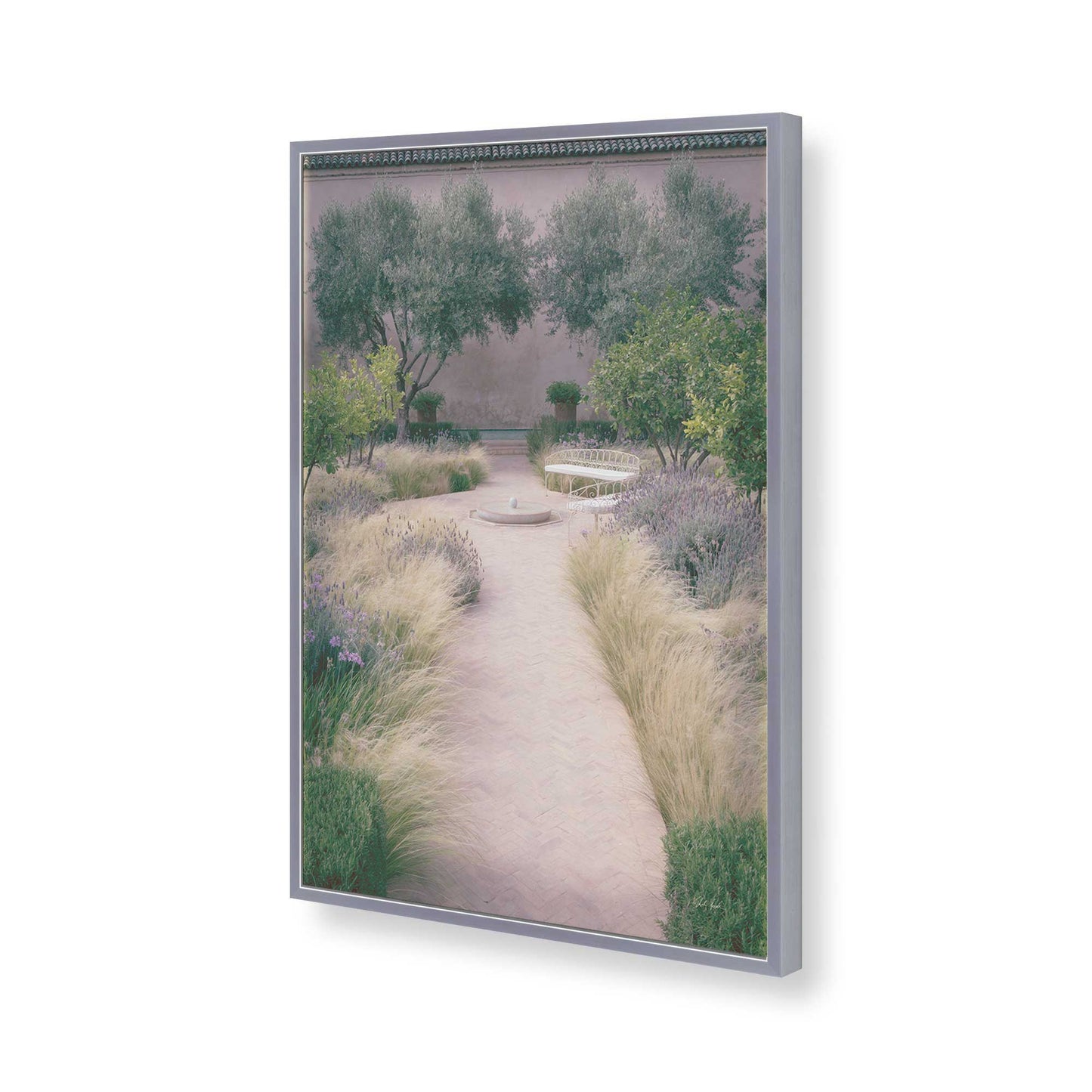 [Color:Polished Chrome], Picture of art in a Polished Chrome frame of the corner