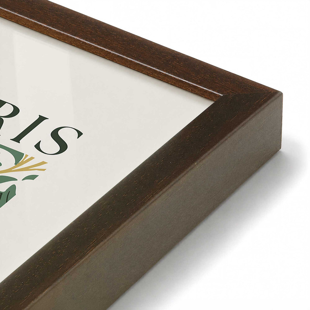 [Color:Brown], Picture of art in a Brown frame at an angle