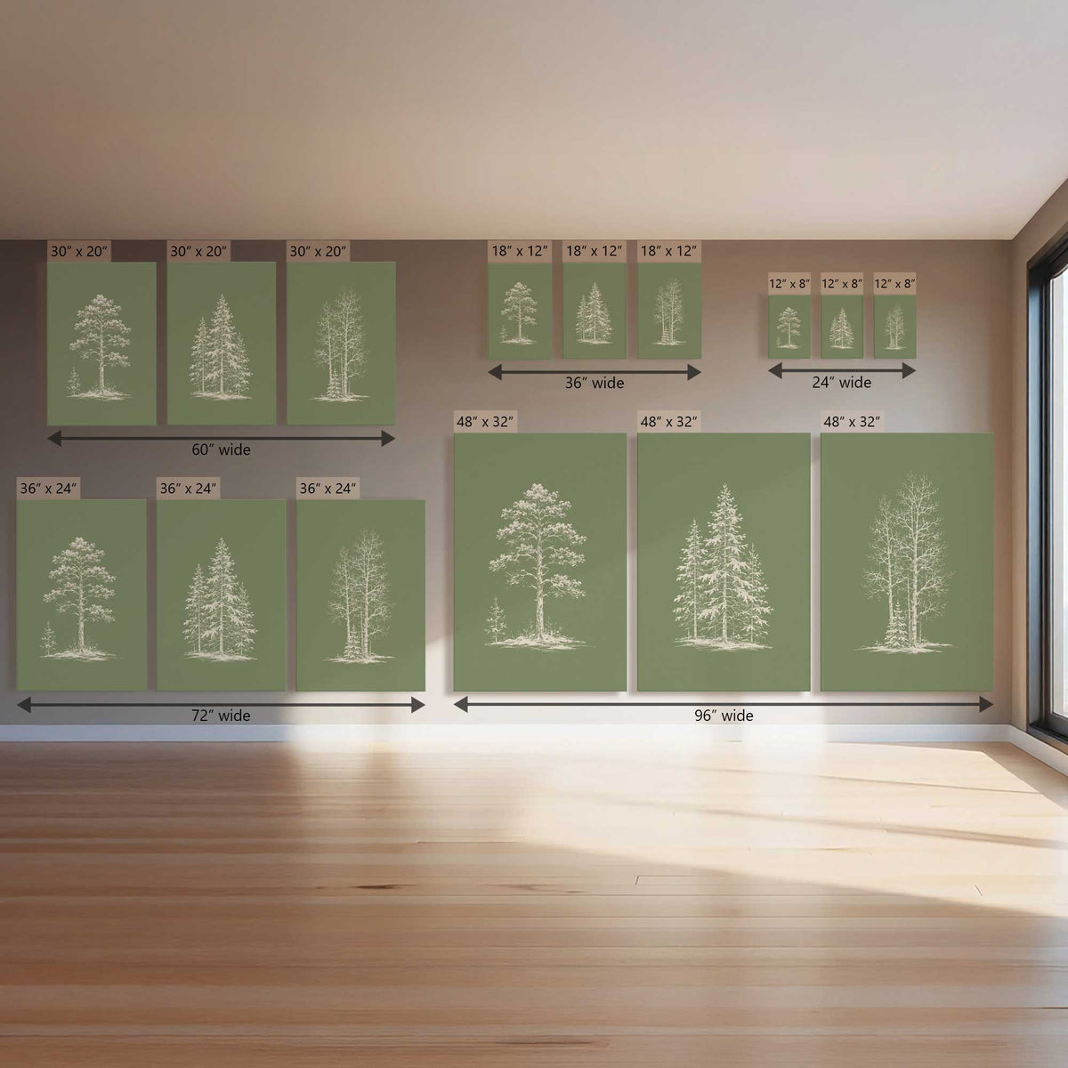 Trees Please Trio, Set of 3 Canvas Prints