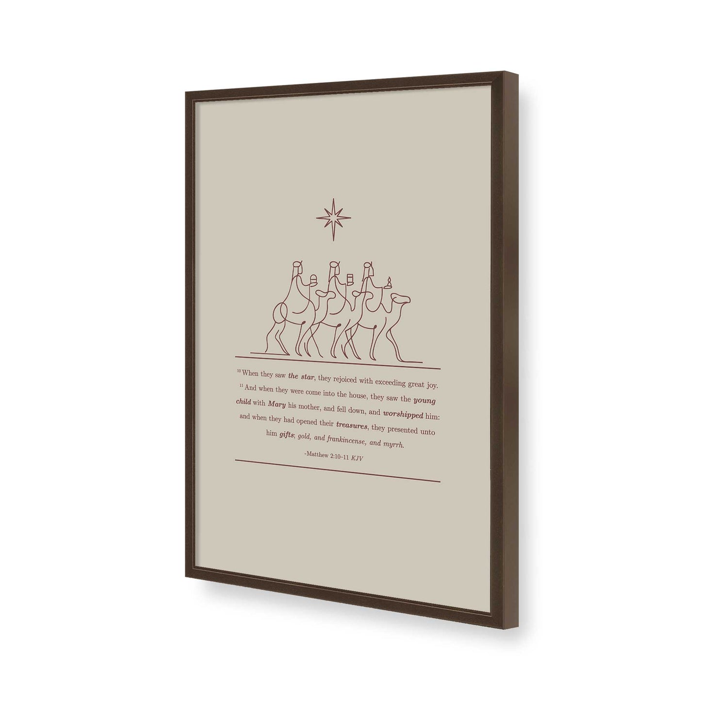 [Color:Brown], Picture of art in a Brown frame of the corner