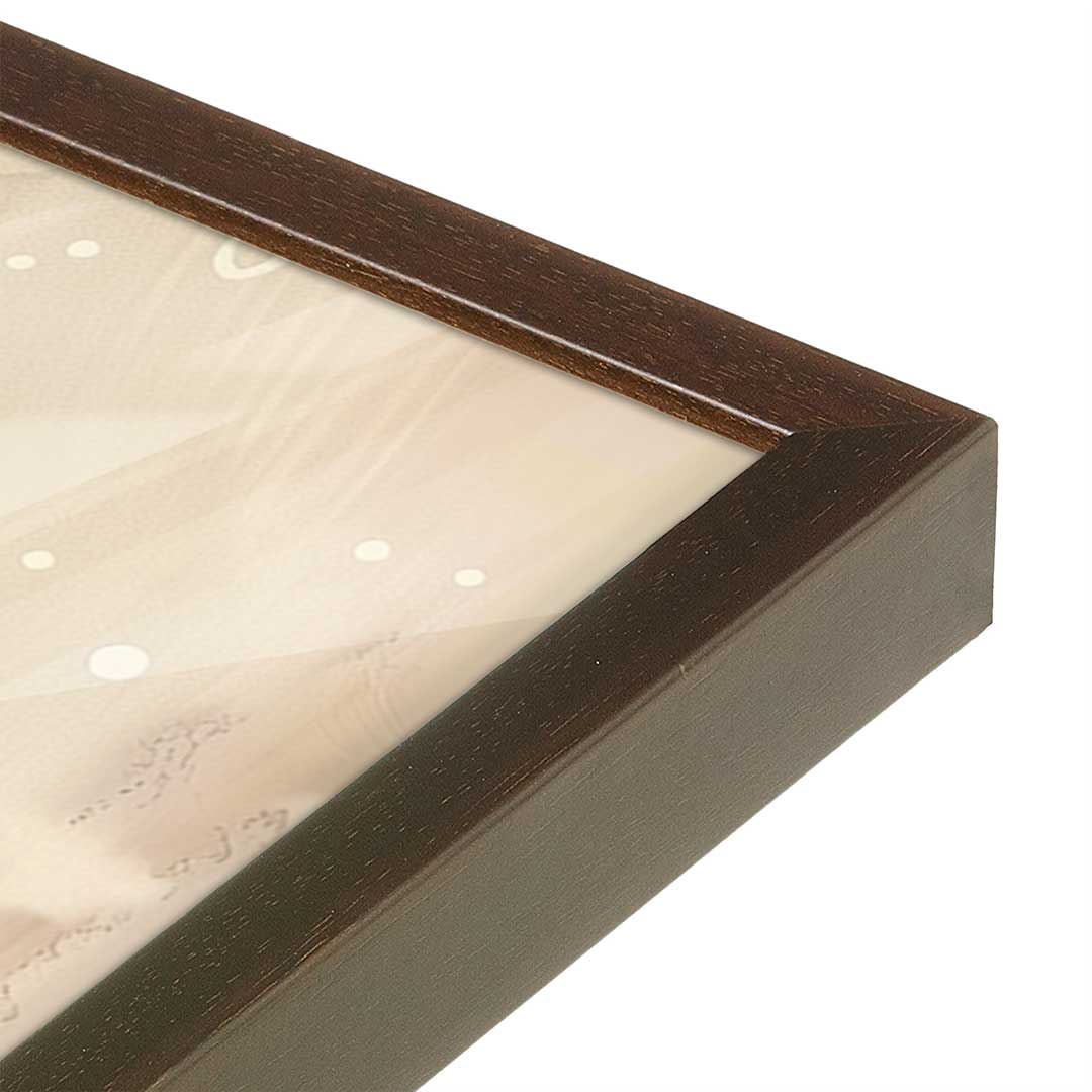 [Color:Brown], Picture of art in a Brown frame at an angle