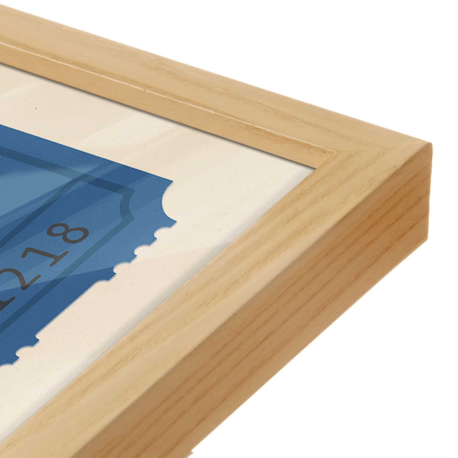 [Color:American Maple], Picture of art in a American Maple frame at an angle