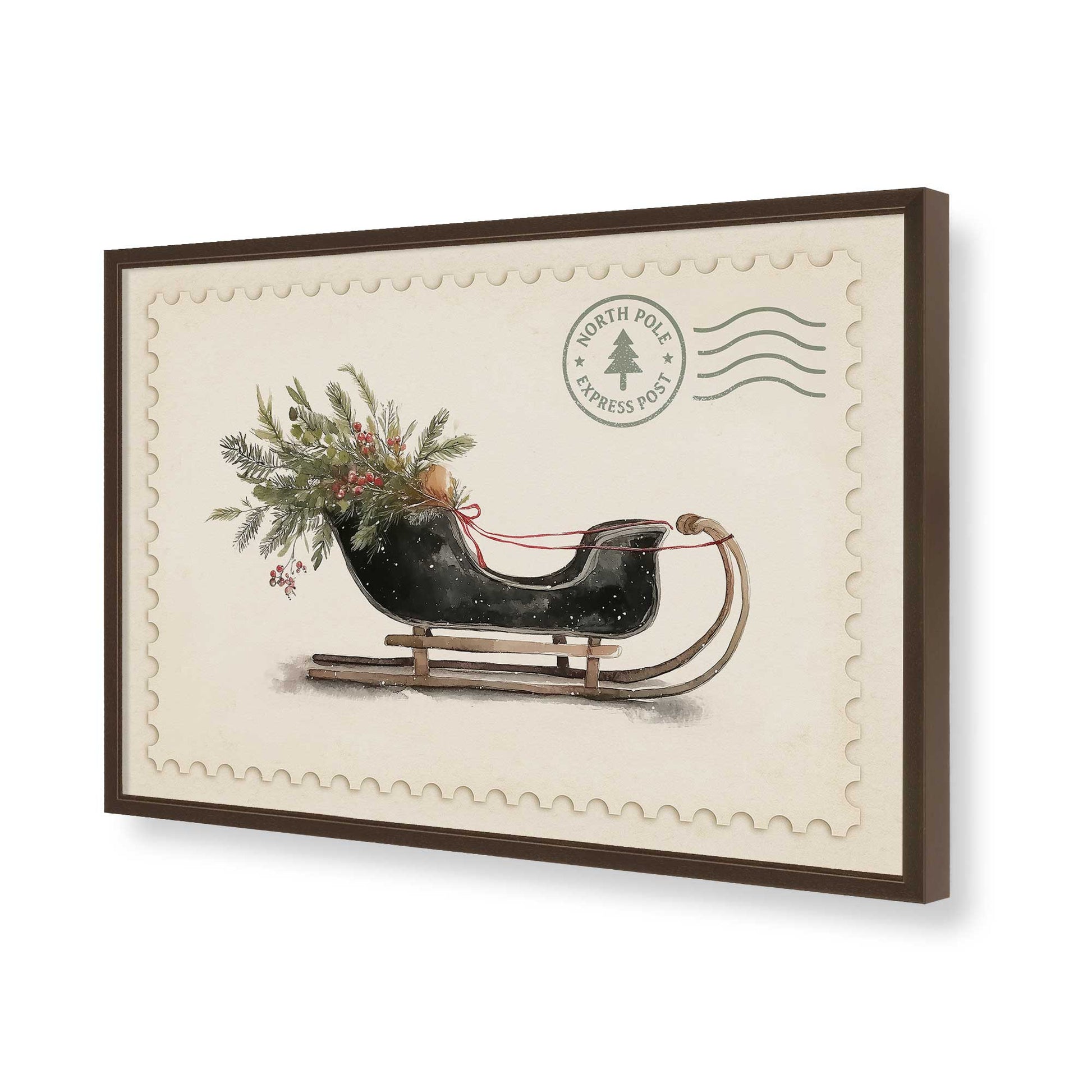 [Color:Brown], Picture of art in a Brown frame of the corner