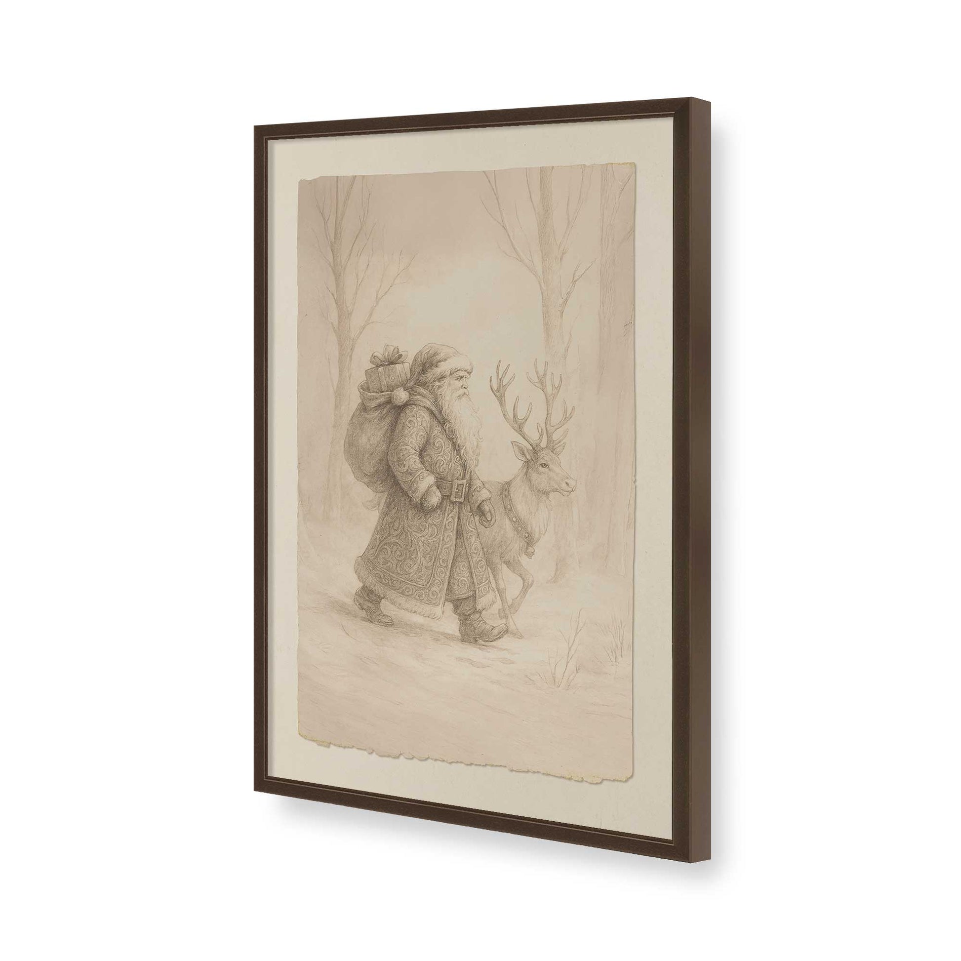 [Color:Brown], Picture of art in a Brown frame of the corner