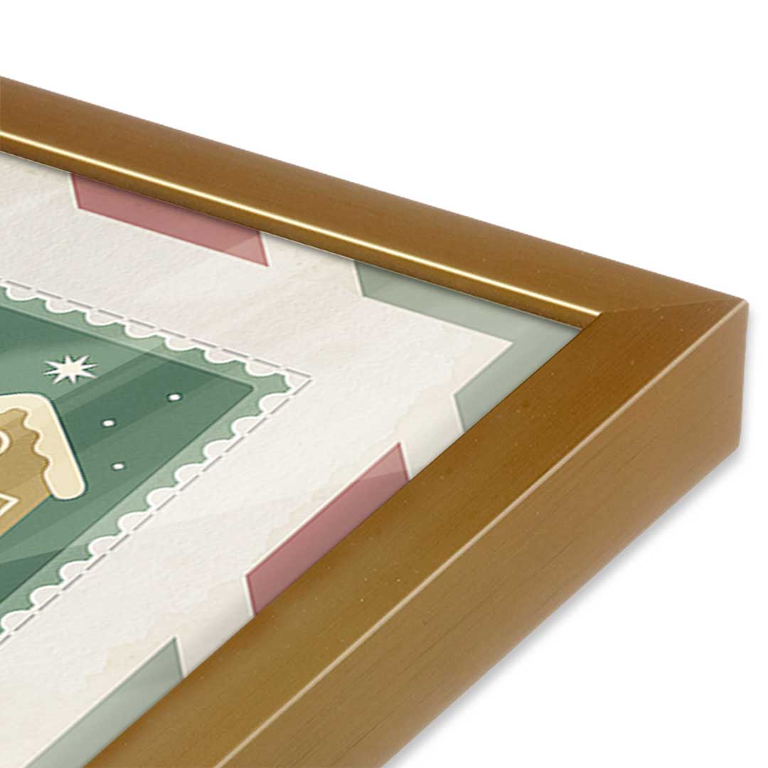 [Color:Polished Gold], Picture of art in a Polished Gold frame at an angle