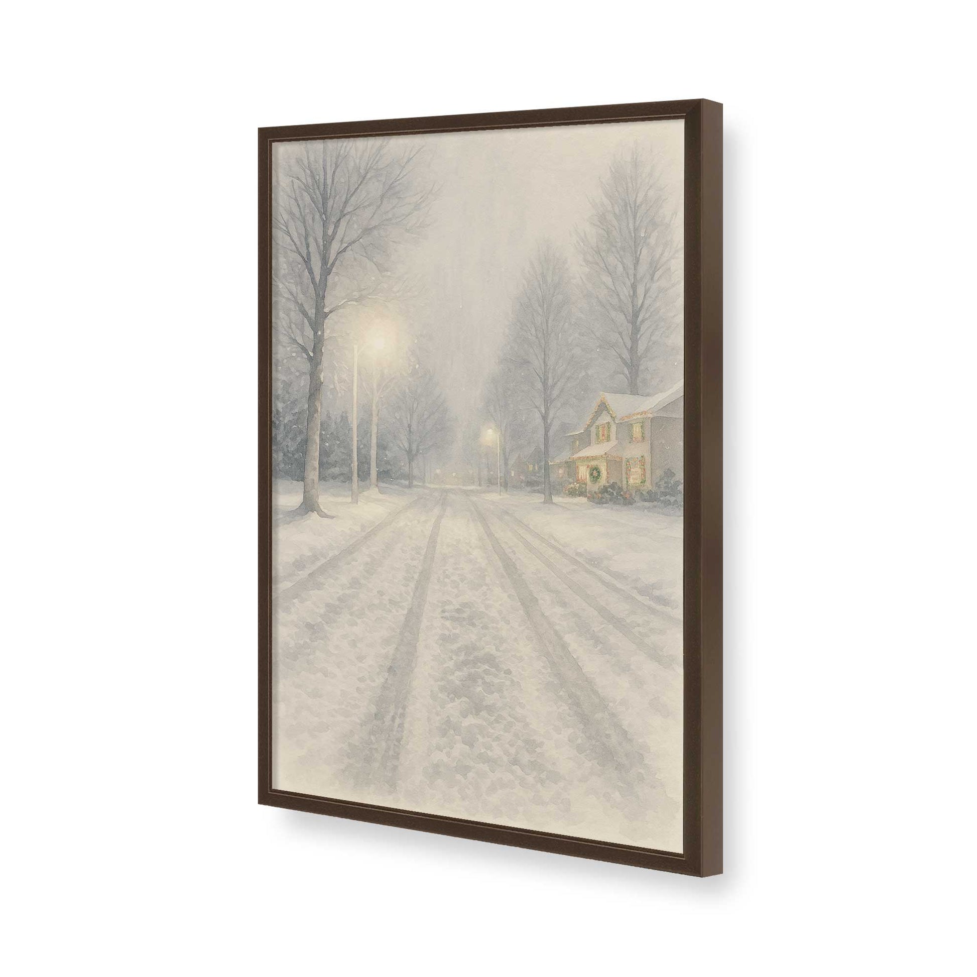 [Color:Brown], Picture of art in a Brown frame of the corner