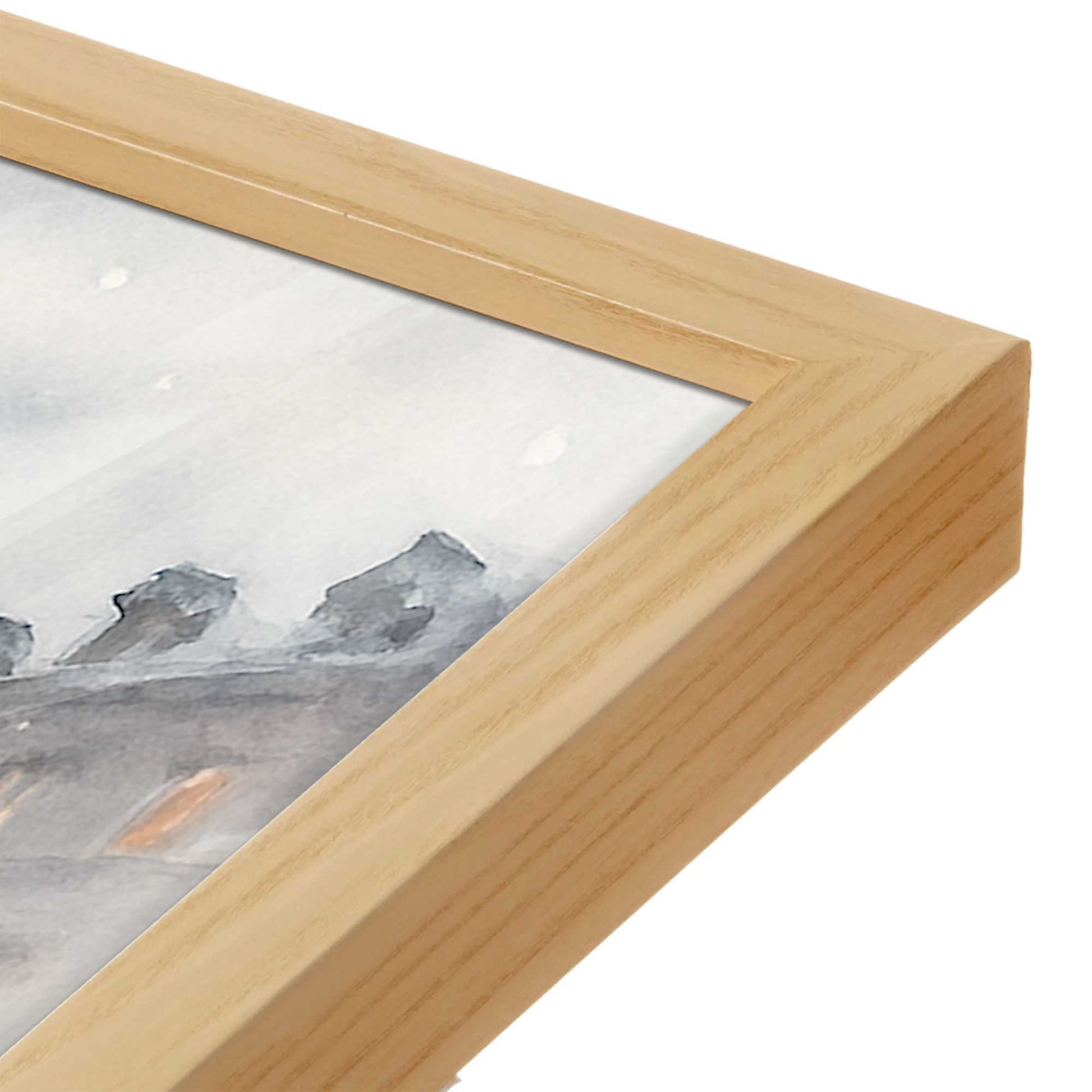 [Color:American Maple], Picture of art in a American Maple frame at an angle