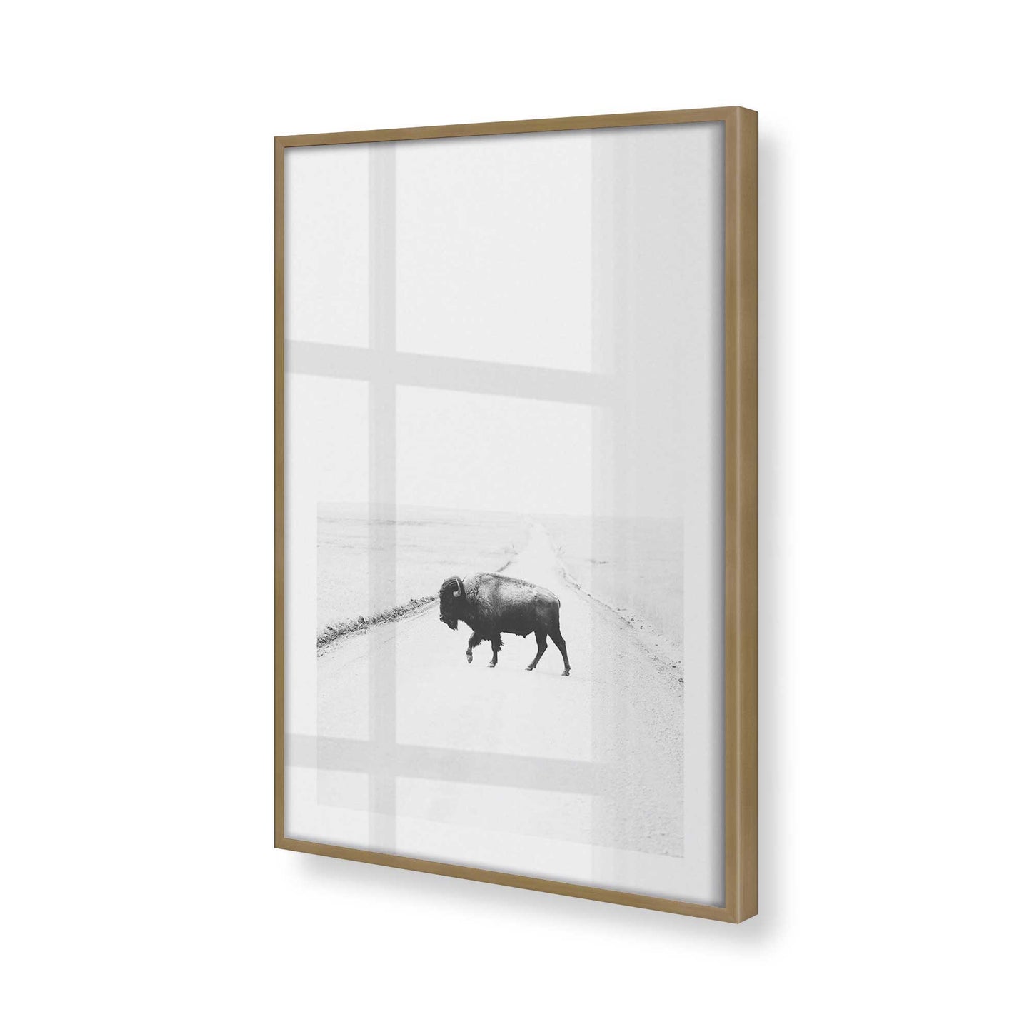[Color:Brushed Gold], Picture of art in a Brushed Gold frame at an angle